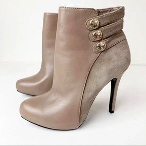 NEW* GUESS Ankle Heels Suede Booties Beige Nude Color Size 6 $78.00